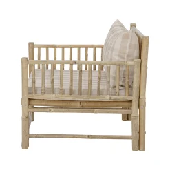 Bloomingville Gepolsterter Sessel Korfu Textil Beige Holz Natur / Bambus & Stoff - Bambus - Beige Store