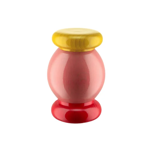 Alessi Gewurzmuhle / By Ettore Sottsass - H 11 Cm Holz/ 100 Values Collection - Gelb - Rosa - Rot Fashion