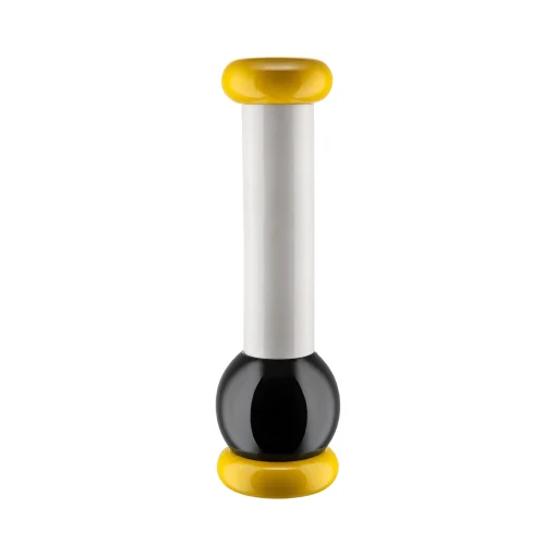 Alessi Gewurzmuhle / By Ettore Sottsass - H 23 Cm Holz/ 100 Values Collection - Gelb - Schwarz - Weis Fashion