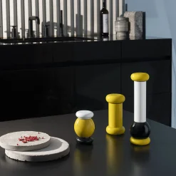 Alessi Gewurzmuhle / By Ettore Sottsass - H 11 Cm Holz/ 100 Values Collection - Gelb - Schwarz - Weis Best Sale