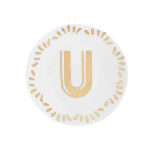 Bitossi Home Glasteller Lettering Keramik Weis Gold O 12 Cm / Buchstabe U - Gold - Weis Best