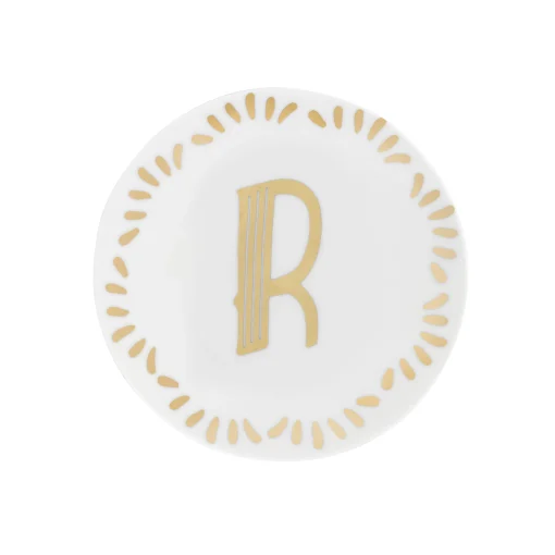 Bitossi Home Glasteller Lettering Keramik Weis Gold O 12 Cm / Buchstabe R - Gold - Weis Hot