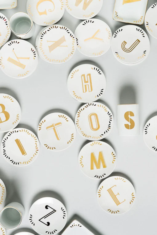 Bitossi Home Glasteller Lettering Keramik Weis Gold O 12 Cm / Buchstabe R - Gold - Weis Hot