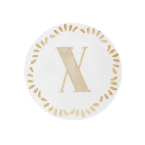 Bitossi Home Glasteller Lettering Keramik Weis Gold O 12 Cm / Buchstabe X - Gold - Weis Shop