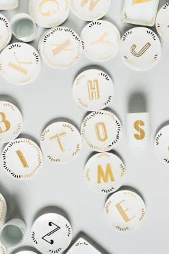 Bitossi Home Glasteller Lettering Keramik Weis Gold O 12 Cm / Buchstabe X - Gold - Weis Shop
