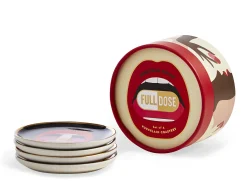 Jonathan Adler Glasuntersetzer Full Dose Keramik Schwarz Gold / 4 - Er-Set Porzellan - Gold - Schwarz Fashion