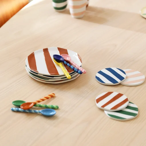 & klevering Glasuntersetzer Oblique Keramik / 4Er-Set - Keramik - Bunt Discount