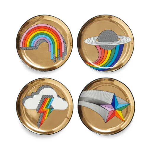 Jonathan Adler Glasuntersetzer Pop! Keramik Bunt / 4 - Er-Set Porzellan - Bunt - Gold Cheap