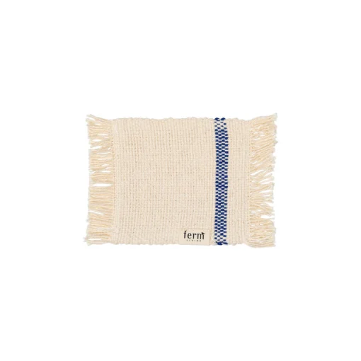 Ferm Living Glasuntersetzer Savor Textil Weis Blau / Bio-Baumwolle - 4Er-Set - Blau - Gebrochen Weis Hot