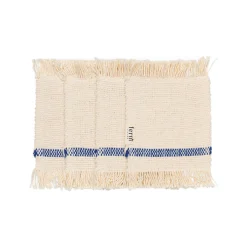 Ferm Living Glasuntersetzer Savor Textil Weis Blau / Bio-Baumwolle - 4Er-Set - Blau - Gebrochen Weis Hot