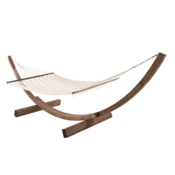 Unopiu Hangematte Mit Gestell Amanda Textil Holz Weis / 2 Platze - Baumwolle / Mit Kissen - Gebrochenes Weis - Nussbaum Clearance