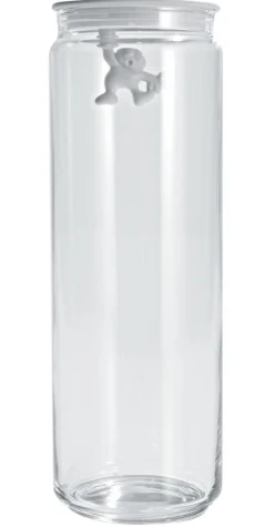 Alessi Hermetisch Verschliesbares Glas Gianni A Little Man Holding On Tight Glas Plastikmaterial Luftdicht - 200 Cl - Weis Flash Sale