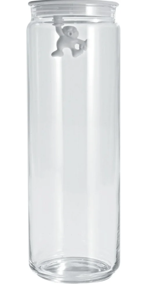 Alessi Hermetisch Verschliesbares Glas Gianni A Little Man Holding On Tight Glas Plastikmaterial Luftdicht - 200 Cl - Weis Flash Sale