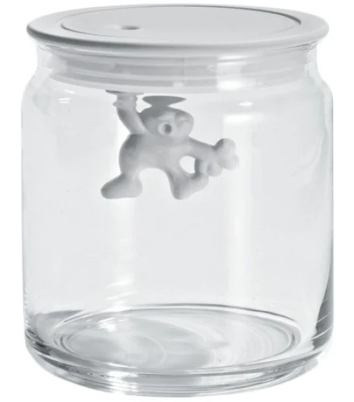 Alessi Hermetisch Verschliesbares Glas Gianni A Little Man Holding On Tight Glas Plastikmaterial Luftdicht - 70 Cl - Weis Cheap