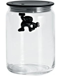 Alessi Hermetisch Verschliesbares Glas Gianni A Little Man Holding On Tight Glas Plastikmaterial Luftdicht - 90 Cl - Schwarz Clearance