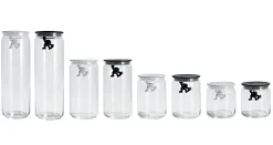 Alessi Hermetisch Verschliesbares Glas Gianni A Little Man Holding On Tight Glas Plastikmaterial Luftdicht - 90 Cl - Schwarz Clearance