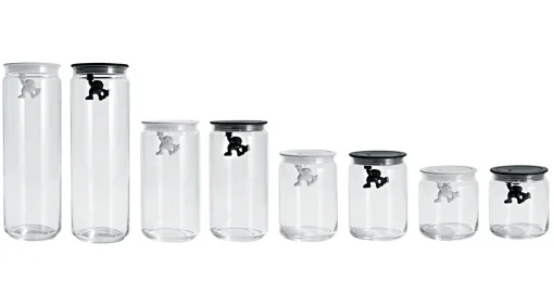 Alessi Hermetisch Verschliesbares Glas Gianni A Little Man Holding On Tight Glas Plastikmaterial Luftdicht - 90 Cl - Schwarz Clearance