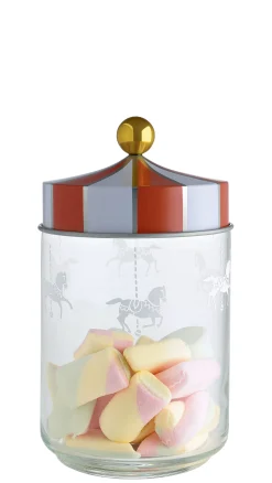Alessi Hermetisch Verschliesbares Glas Circus Metall Glas Weis Rot Transparent / 100 Cl - Glas & Metall - Gold - Rot - Transparent - Weis Shop