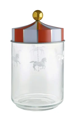 Alessi Hermetisch Verschliesbares Glas Circus Metall Glas Weis Rot Transparent / 100 Cl - Glas & Metall - Gold - Rot - Transparent - Weis Shop