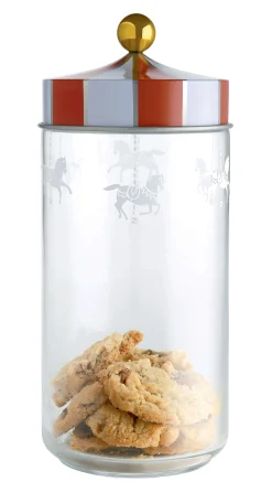 Alessi Hermetisch Verschliesbares Glas Circus Metall Glas Weis Rot Transparent / 150 Cl - Glas & Metall - Gold - Rot - Transparent - Weis Shop