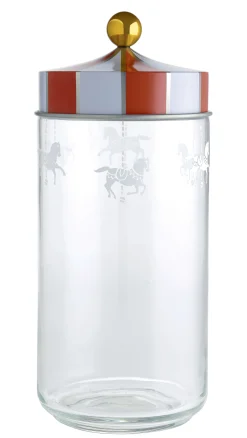Alessi Hermetisch Verschliesbares Glas Circus Metall Glas Weis Rot Transparent / 150 Cl - Glas & Metall - Gold - Rot - Transparent - Weis Shop