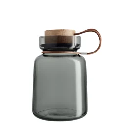 Eva Solo Hermetisch Verschliesbares Glas Silhouette Glas Grau Holz Natur / 1 L - Leder, Holz & Glas - Holz Natur - Rauchgrau Store