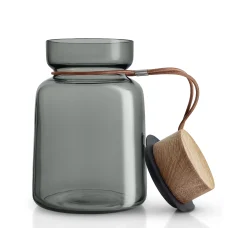 Eva Solo Hermetisch Verschliesbares Glas Silhouette Glas Grau Holz Natur / 1 L - Leder, Holz & Glas - Holz Natur - Rauchgrau Store