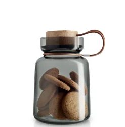 Eva Solo Hermetisch Verschliesbares Glas Silhouette Glas Grau Holz Natur / 1 L - Leder, Holz & Glas - Holz Natur - Rauchgrau Store