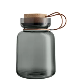 Eva Solo Hermetisch Verschliesbares Glas Silhouette Glas Grau Holz Natur / 1,5 L - Leder, Holz & Glas - Holz Natur - Rauchgrau Clearance