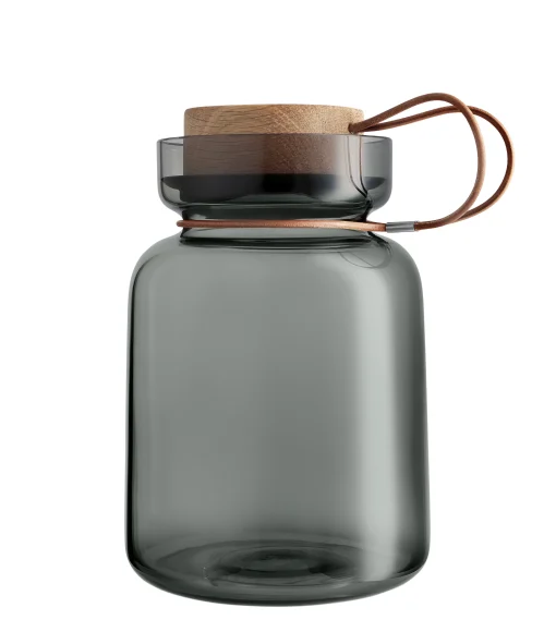 Eva Solo Hermetisch Verschliesbares Glas Silhouette Glas Grau Holz Natur / 1,5 L - Leder, Holz & Glas - Holz Natur - Rauchgrau Clearance