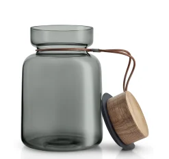 Eva Solo Hermetisch Verschliesbares Glas Silhouette Glas Grau Holz Natur / 1,5 L - Leder, Holz & Glas - Holz Natur - Rauchgrau Clearance