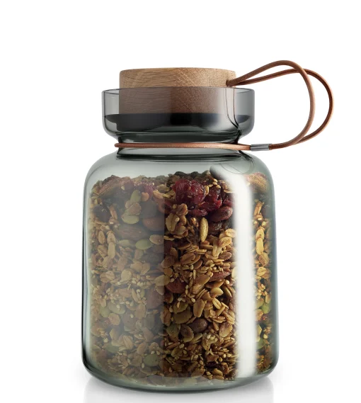 Eva Solo Hermetisch Verschliesbares Glas Silhouette Glas Grau Holz Natur / 1,5 L - Leder, Holz & Glas - Holz Natur - Rauchgrau Clearance
