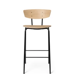 Ferm Living Hochstuhl Herman Holz Natur / H 64 Cm - Eiche Gebleicht - Schwarz Fashion