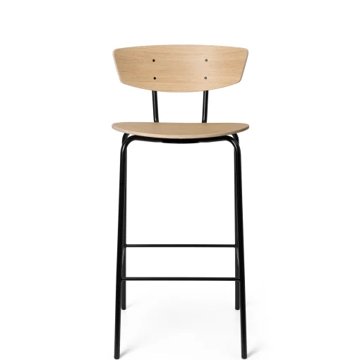 Ferm Living Hochstuhl Herman Holz Natur / H 64 Cm - Eiche Gebleicht - Schwarz Fashion