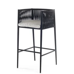 Unopiu Hochstuhl Luce Textil Grau / H 66 Cm - Mit Kissen - Gebrochenes Weis - Graphitgrau - Kohlegrau Outlet