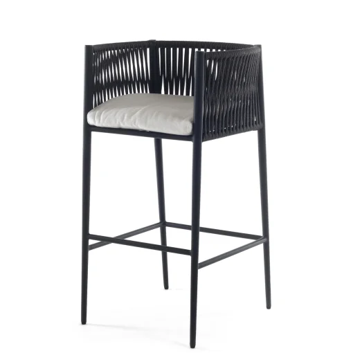 Unopiu Hochstuhl Luce Textil Grau / H 66 Cm - Mit Kissen - Gebrochenes Weis - Graphitgrau - Kohlegrau Outlet