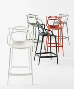 Kartell Hochstuhl Masters Plastikmaterial Grau Silber Metall / H 65 Cm - Metallic - Titan Clearance