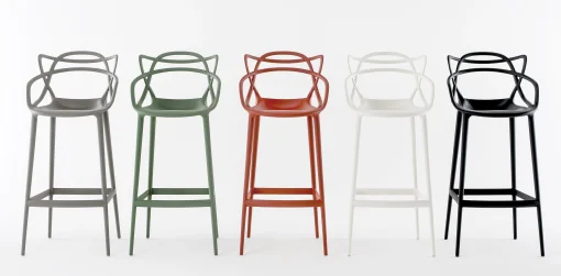 Kartell Hochstuhl Masters Plastikmaterial Grau Silber Metall / H 65 Cm - Metallic - Titan Clearance