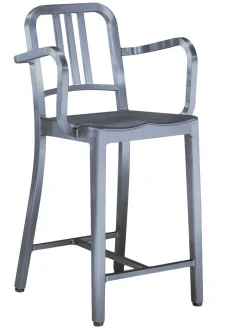 Emeco Hochstuhl Navy Outdoor Metall Mit Armlehnen - Aluminium Geburstet Cheap