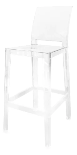 Kartell Hochstuhl One More Please Plastikmaterial Transparent Barhocker H 65 Cm - Ruckenlehne Quadratisch - Kristall Store
