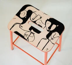 Frama Hocker Adam Cuir By Anna Morner Leder/ H 50 Cm - Limitierte Und Nummerierte Ausgabe - 20 Jahre Mid - Natur - Rosa - Schwarz Clearance