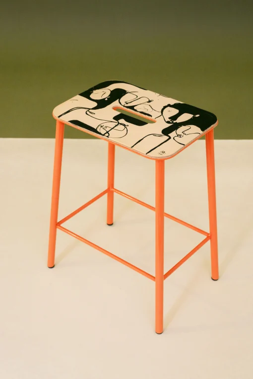 Frama Hocker Adam Cuir By Anna Morner Leder/ H 50 Cm - Limitierte Und Nummerierte Ausgabe - 20 Jahre Mid - Natur - Rosa - Schwarz Clearance