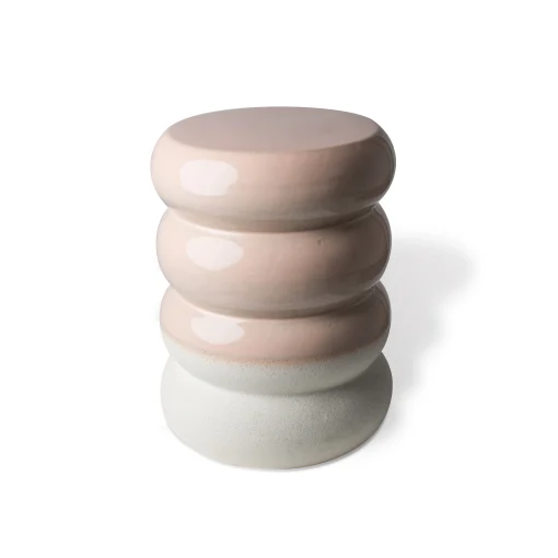 Pols Potten Hocker Chubby Keramik Rosa / Keramik - O34 X H44 Cm - Glanzend- Pink - Weis Mattiert Best Sale