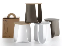 MDF Italia Hocker Sag Plastikmaterial Braun Beige Holz Natur / Tisch H 43 Cm - Sitzflache Aus Bambus - Bambus - Taupe Shop