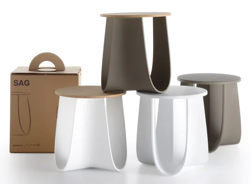 MDF Italia Hocker Sag Plastikmaterial Braun Beige Holz Natur / Tisch H 43 Cm - Sitzflache Aus Bambus - Bambus - Taupe Shop