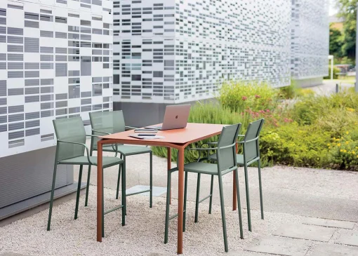 Fermob Hoher Tisch Calvi Metall Rot / 160 X 80 Cm X H 92 Cm - 6 Personen - Cerise Noire Fashion