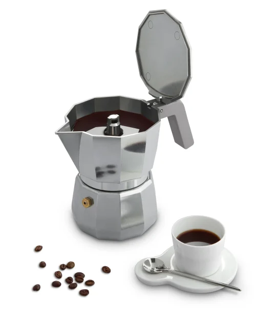 Alessi Italienischer Kaffeebereiter Moka Metall /9 Tassen - Induktionsherd - Grau - Stahl Cheap