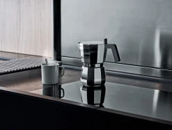 Alessi Italienischer Kaffeebereiter Moka Metall /9 Tassen - Induktionsherd - Grau - Stahl Cheap