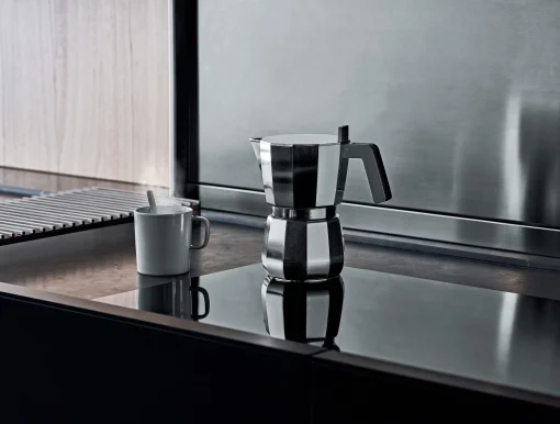 Alessi Italienischer Kaffeebereiter Moka Metall /9 Tassen - Induktionsherd - Grau - Stahl Cheap