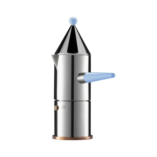 Alessi Italienischer Kaffeebereiter La Conica, Poignee Longue (1984) Metall / 3 Tassen - Ausser Induktion / 100 Values Collection - Blassblau - Stahl Cheap